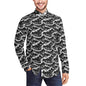Winter Town Men's Classic Long-Sleeved Button up Polyester Dress Shirt - DeRose Seasonal