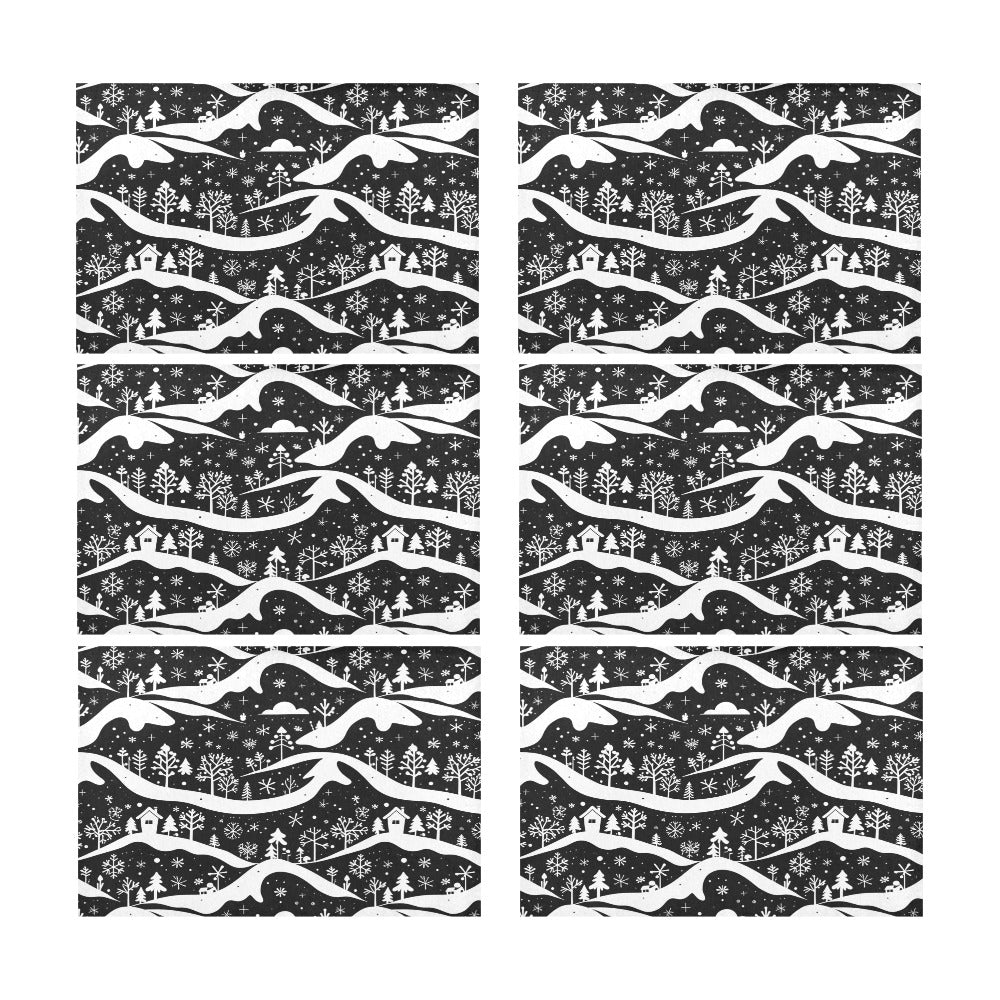 Winter Town Table Placemat (set of 6) Placemats 12" x 18" (Set of 6) DeRose Seasonal