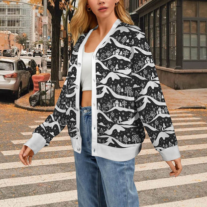 Winter Town Women's Cardigan Button Sweater Custom Women's Cardigan (Model H73) - DeRose Seasonal