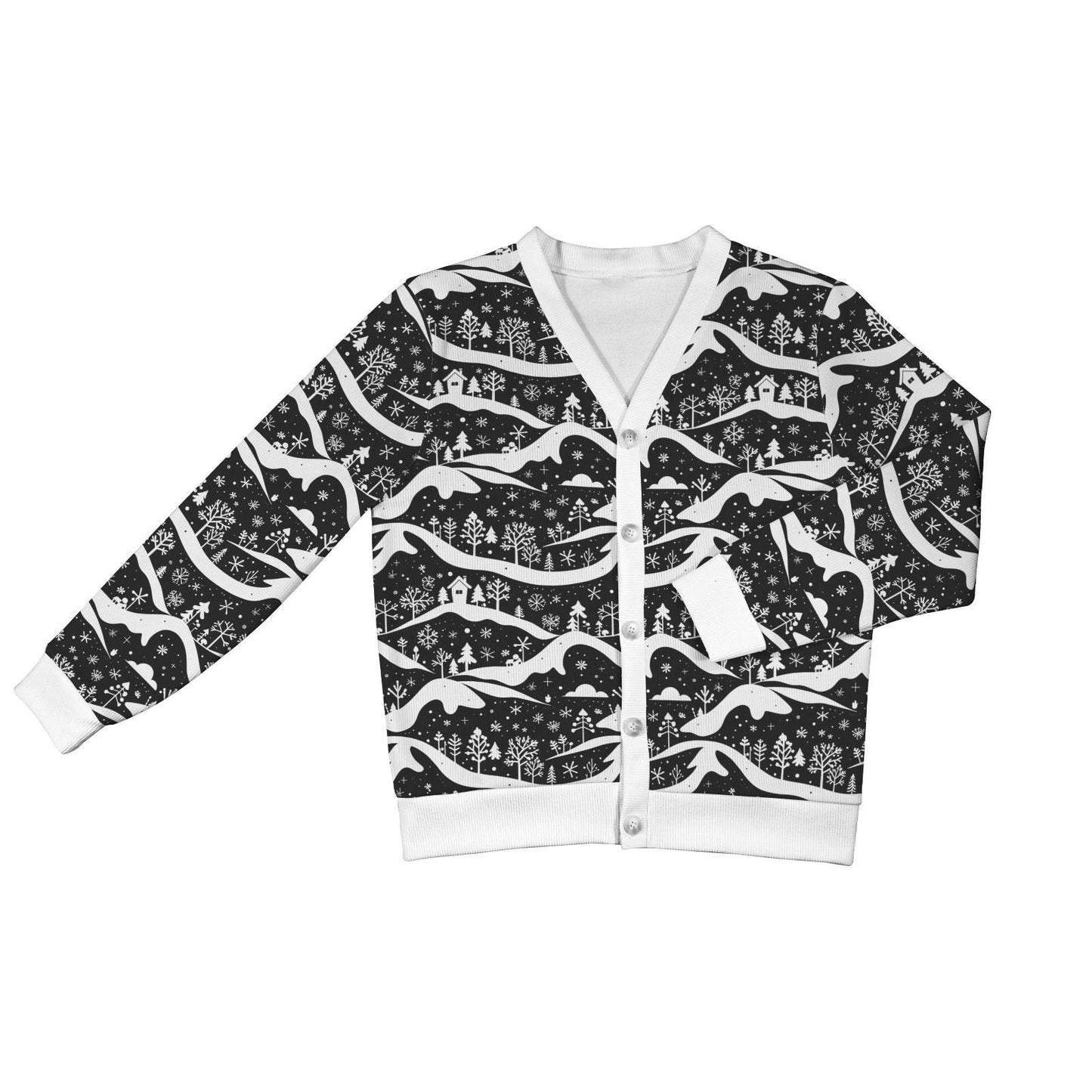 Winter Town Women's Cardigan Button Sweater Custom Women's Cardigan (Model H73) - DeRose Seasonal
