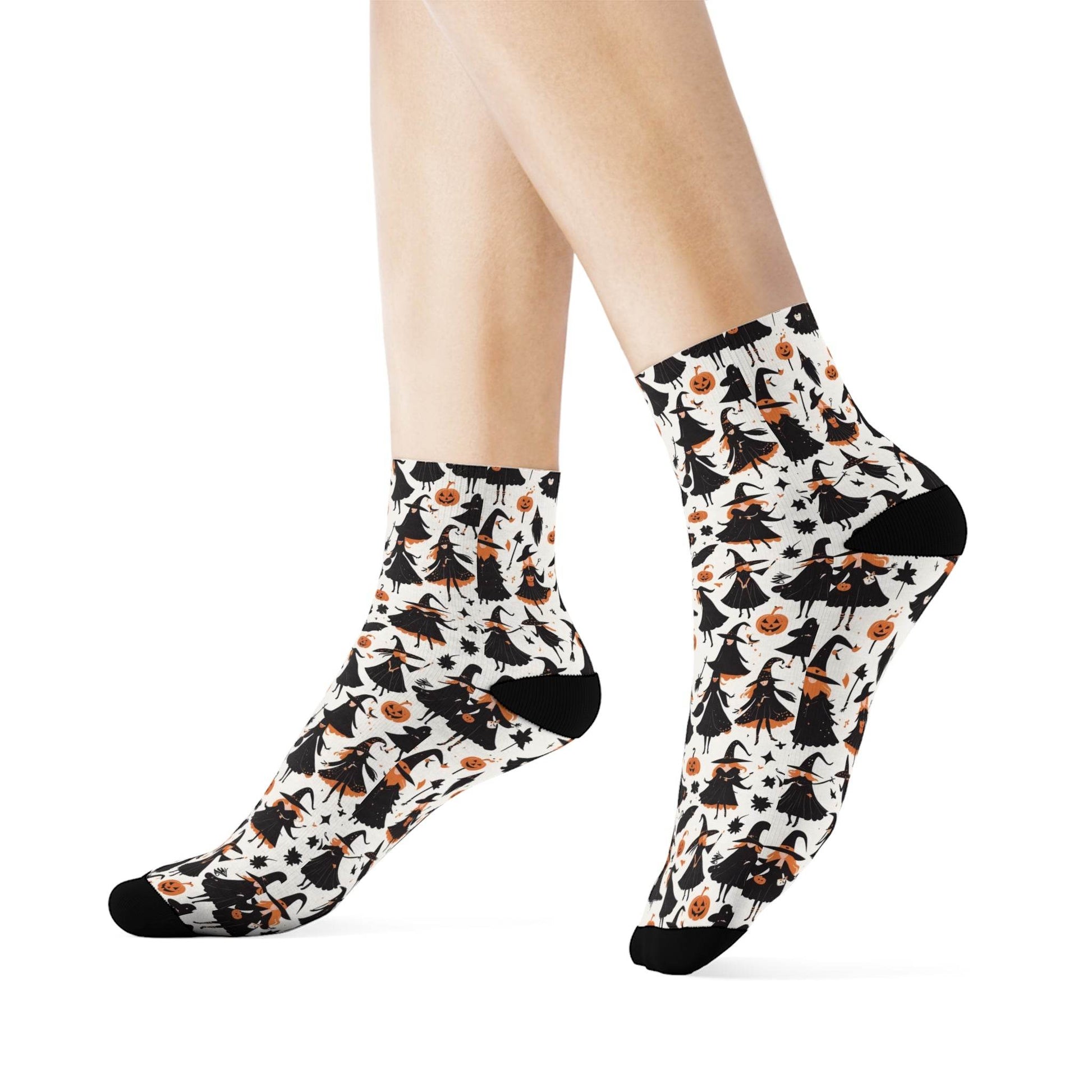Witches Halloween Polyester Crew Socks 3 sizes - DeRose Seasonal