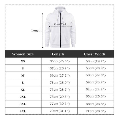 Womens Black and White Christmas Ornament Classic Zip Up Hoodie - DeRose Seasonal