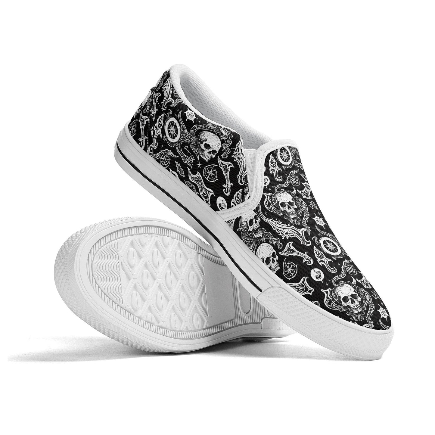 Women's Flying Skulls Rubber Slip On Shoes - DeRose Seasonal