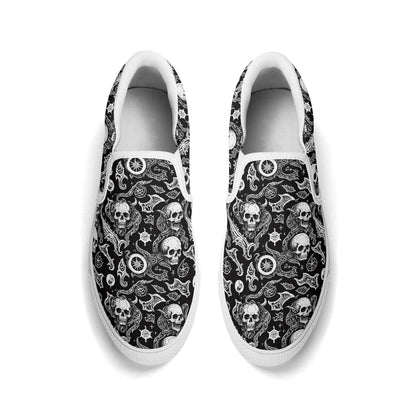 Women's Flying Skulls Rubber Slip On Shoes - DeRose Seasonal