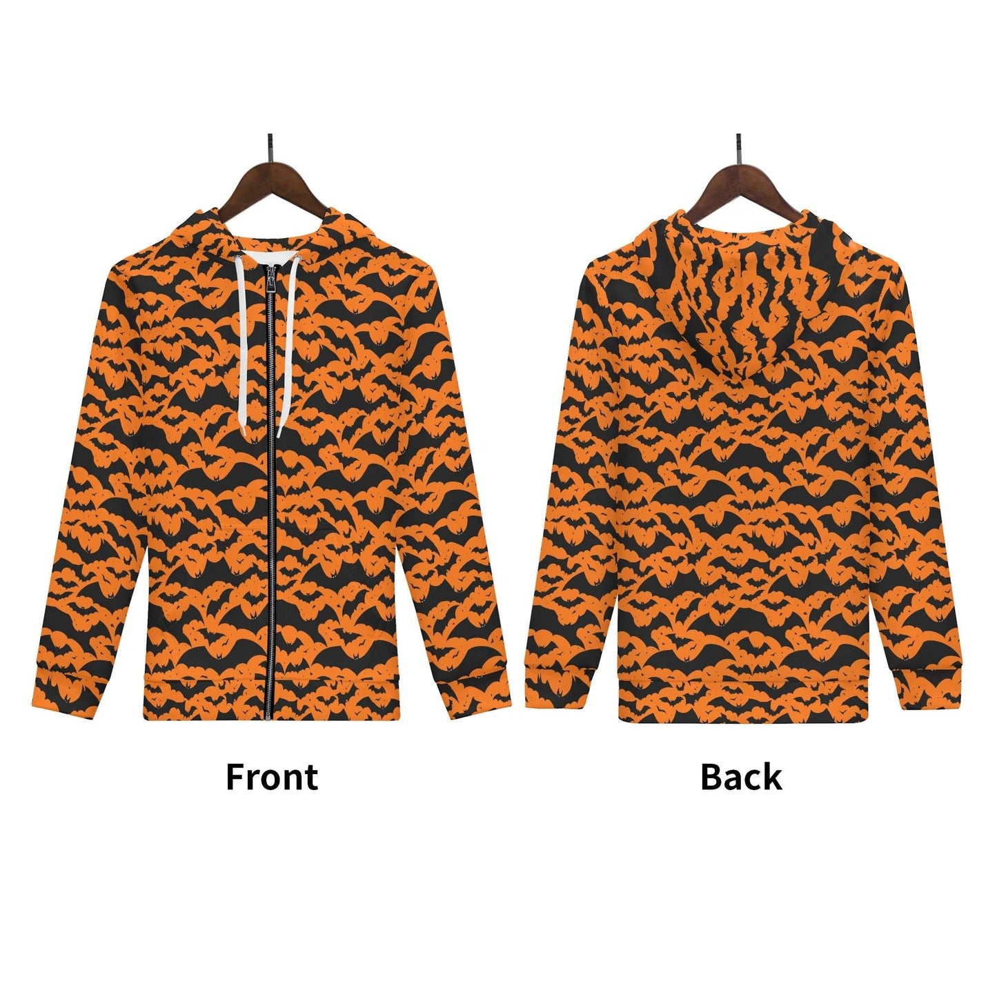 Womens Halloween Bats Classic Zip Up Hoodie - DeRose Seasonal