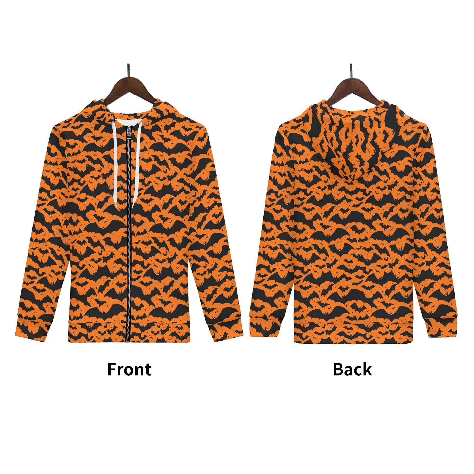 Womens Halloween Bats Classic Zip Up Hoodie - DeRose Seasonal