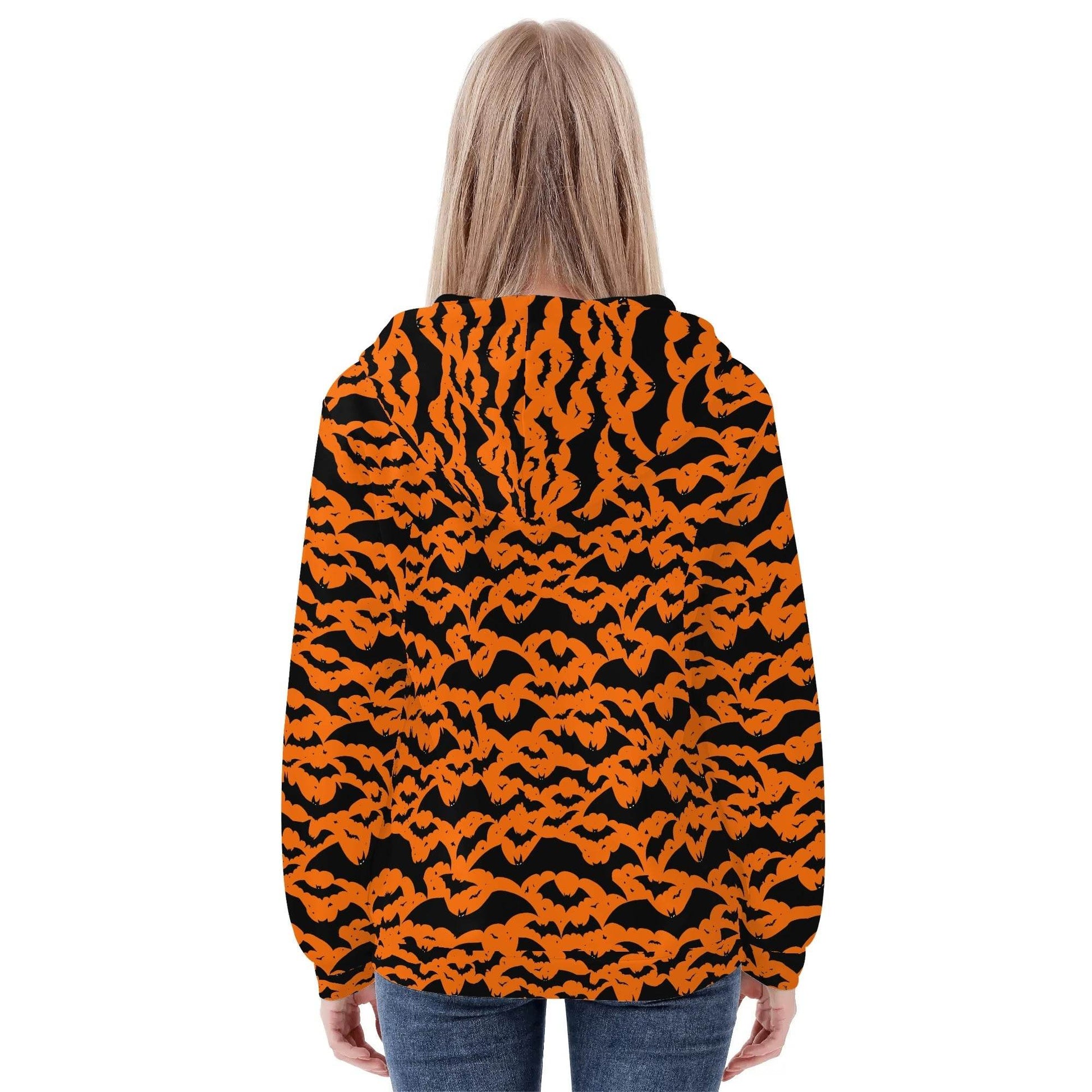 Womens Halloween Bats Classic Zip Up Hoodie - DeRose Seasonal