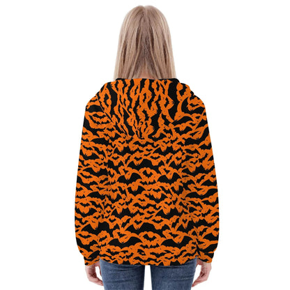 Womens Halloween Bats Classic Zip Up Hoodie - DeRose Seasonal