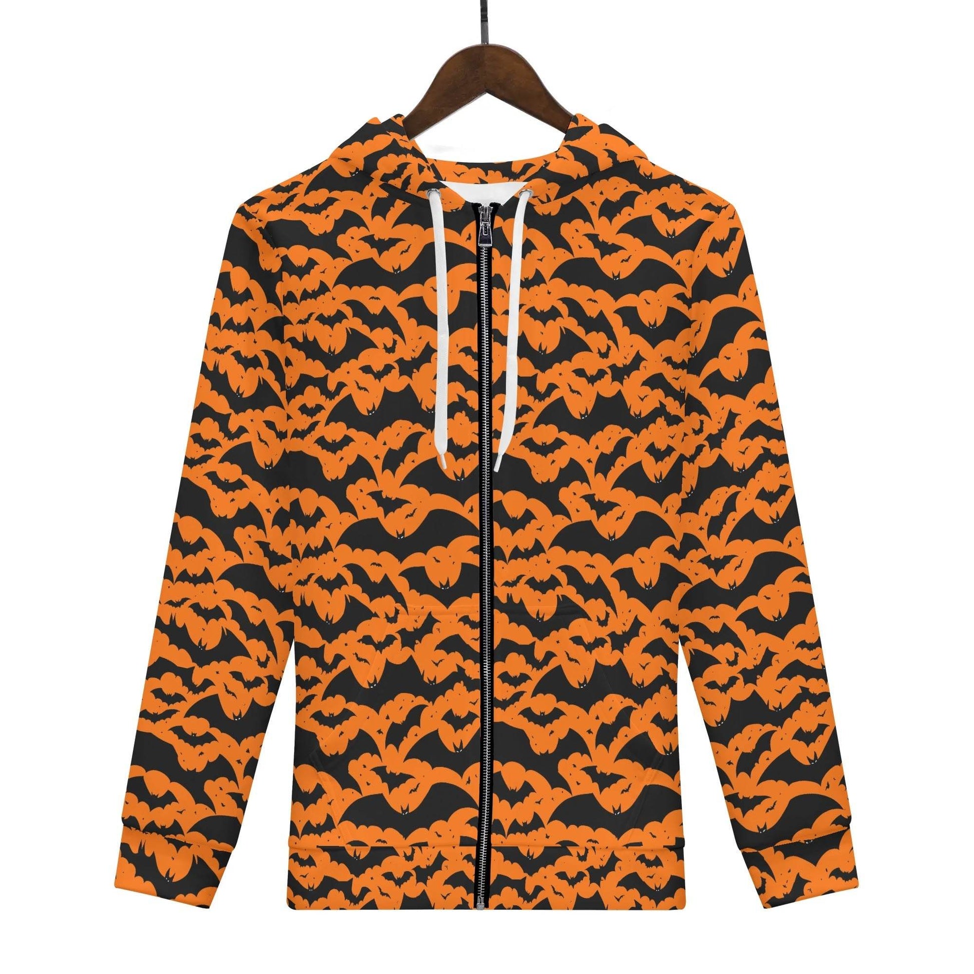 Womens Halloween Bats Classic Zip Up Hoodie - DeRose Seasonal