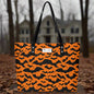 Women's Halloween Bats PU Leather Tote Bag with Front Zipper Pocket - DeRose Seasonal