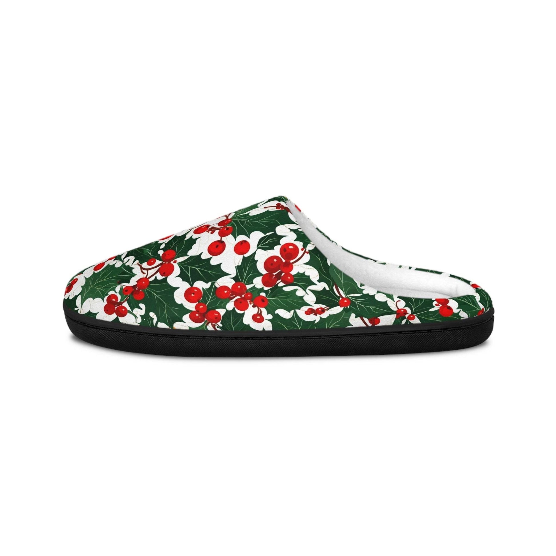 Women's Indoor Christmas Holly Slippers - DeRose Seasonal