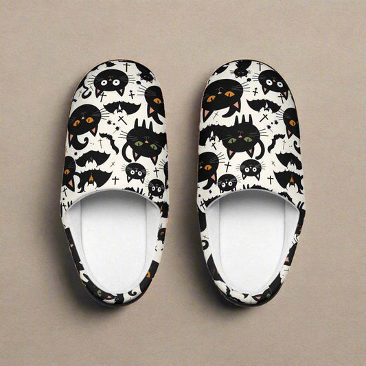 Women's Indoor Crazy Cat Halloween Slippers - DeRose Seasonal