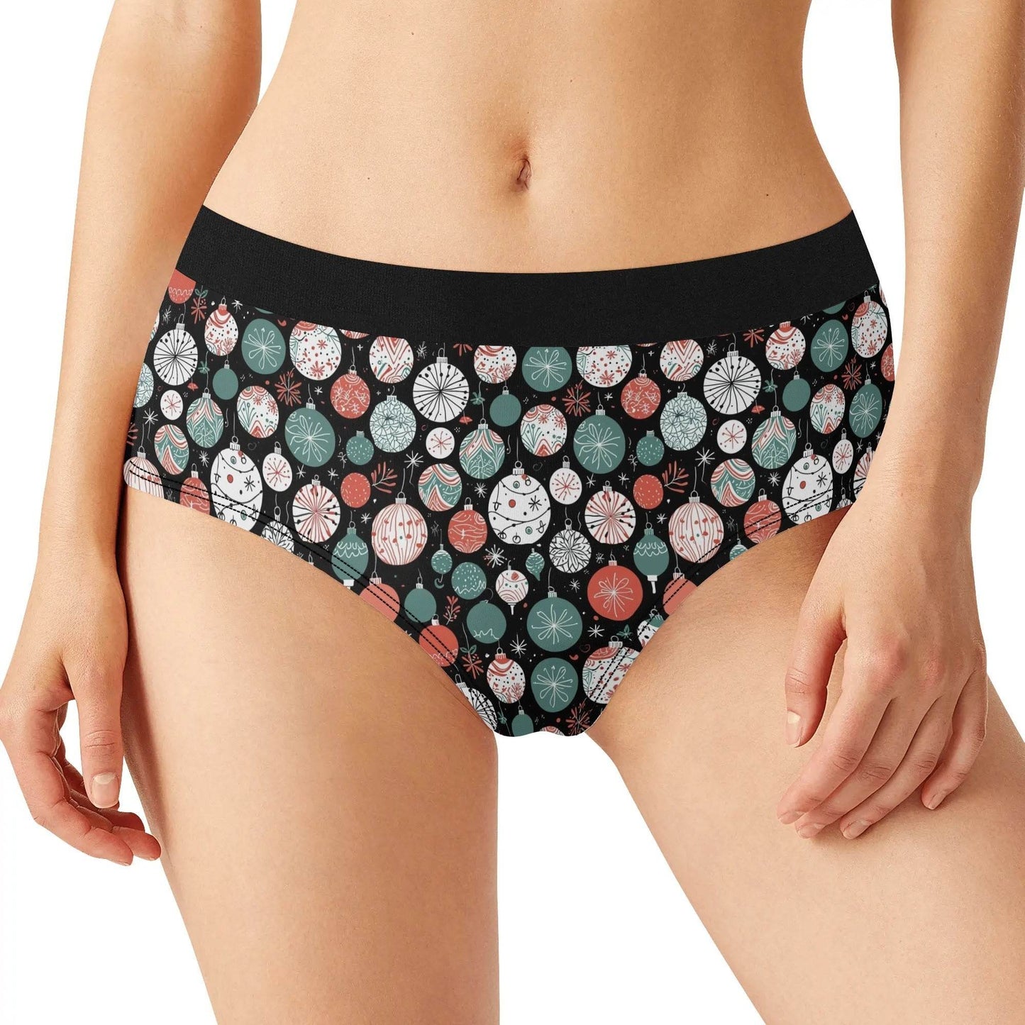 Women's Mid Waisted Colorful Ornaments Briefs - DeRose Seasonal