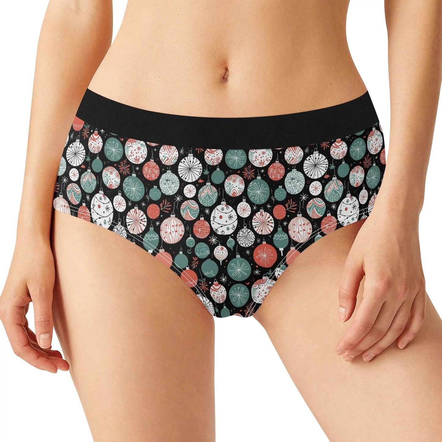 Women's Mid Waisted Colorful Ornaments Briefs - DeRose Seasonal