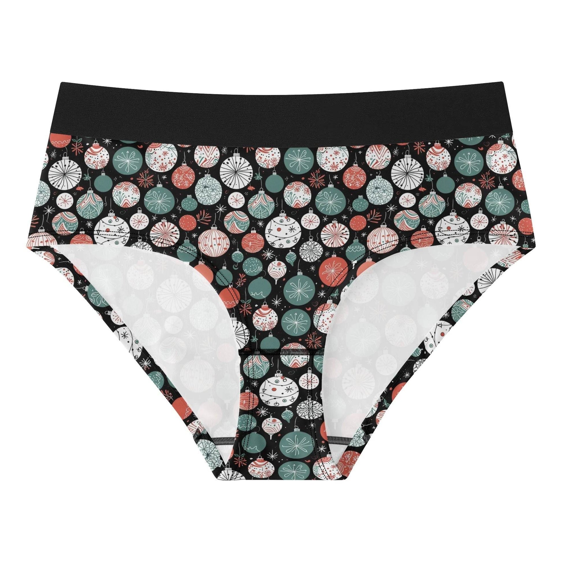 Women's Mid Waisted Colorful Ornaments Briefs - DeRose Seasonal