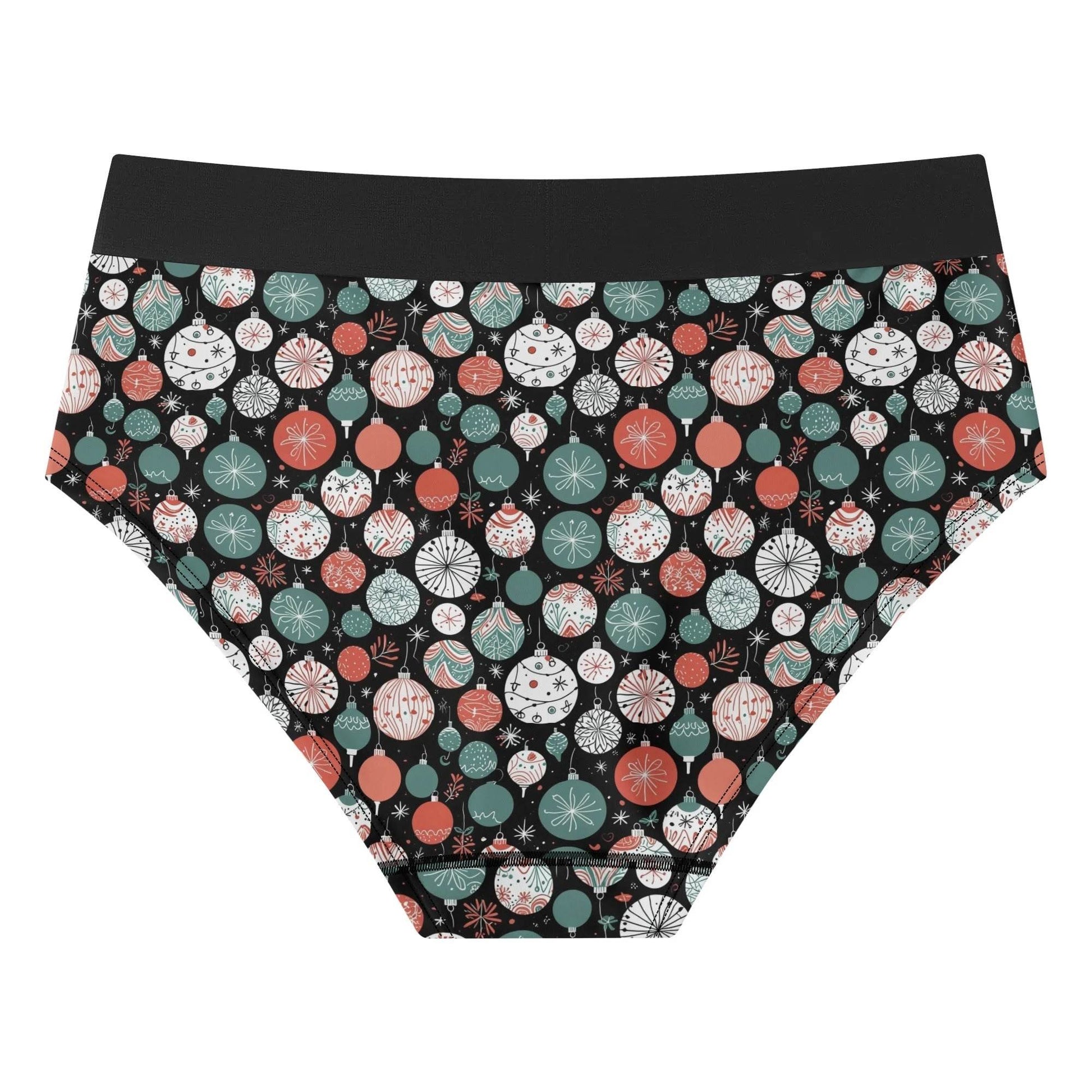 Women's Mid Waisted Colorful Ornaments Briefs - DeRose Seasonal