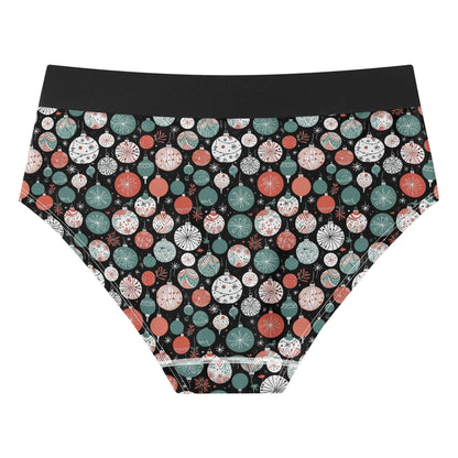 Women's Mid Waisted Colorful Ornaments Briefs - DeRose Seasonal