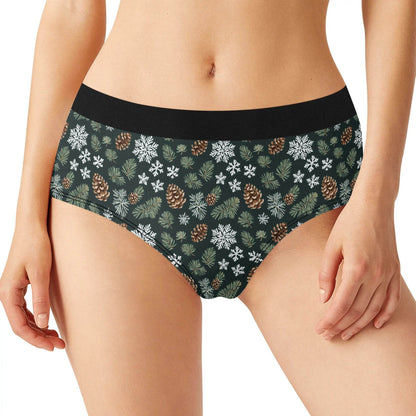 Women's Mid Waisted Snowflake PIne Briefs - DeRose Seasonal