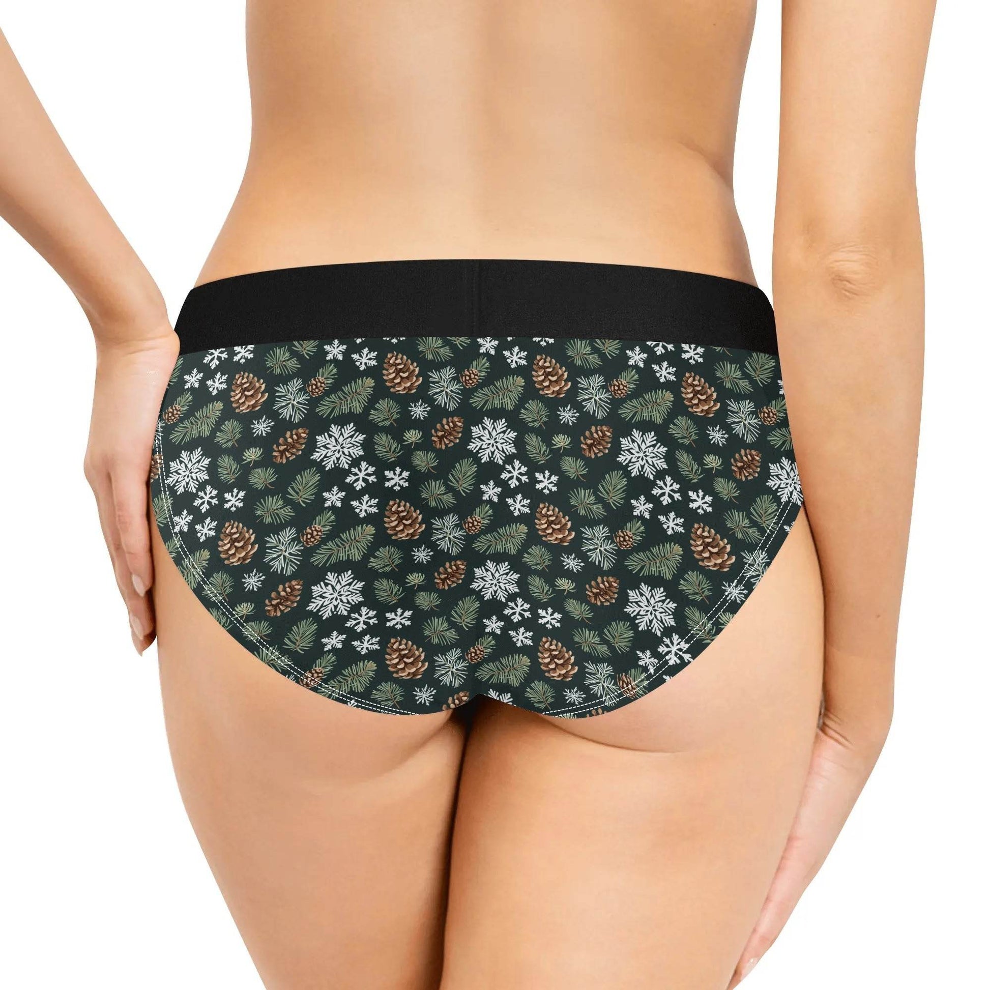 Women's Mid Waisted Snowflake PIne Briefs - DeRose Seasonal
