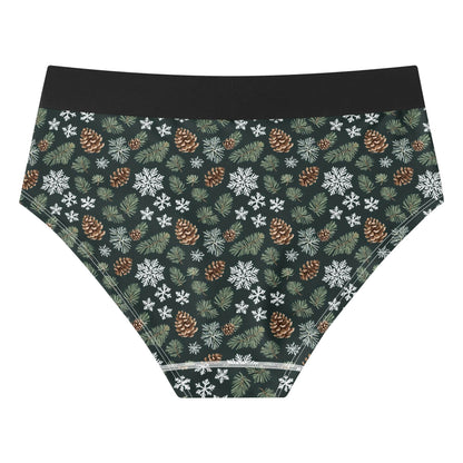 Women's Mid Waisted Snowflake PIne Briefs - DeRose Seasonal