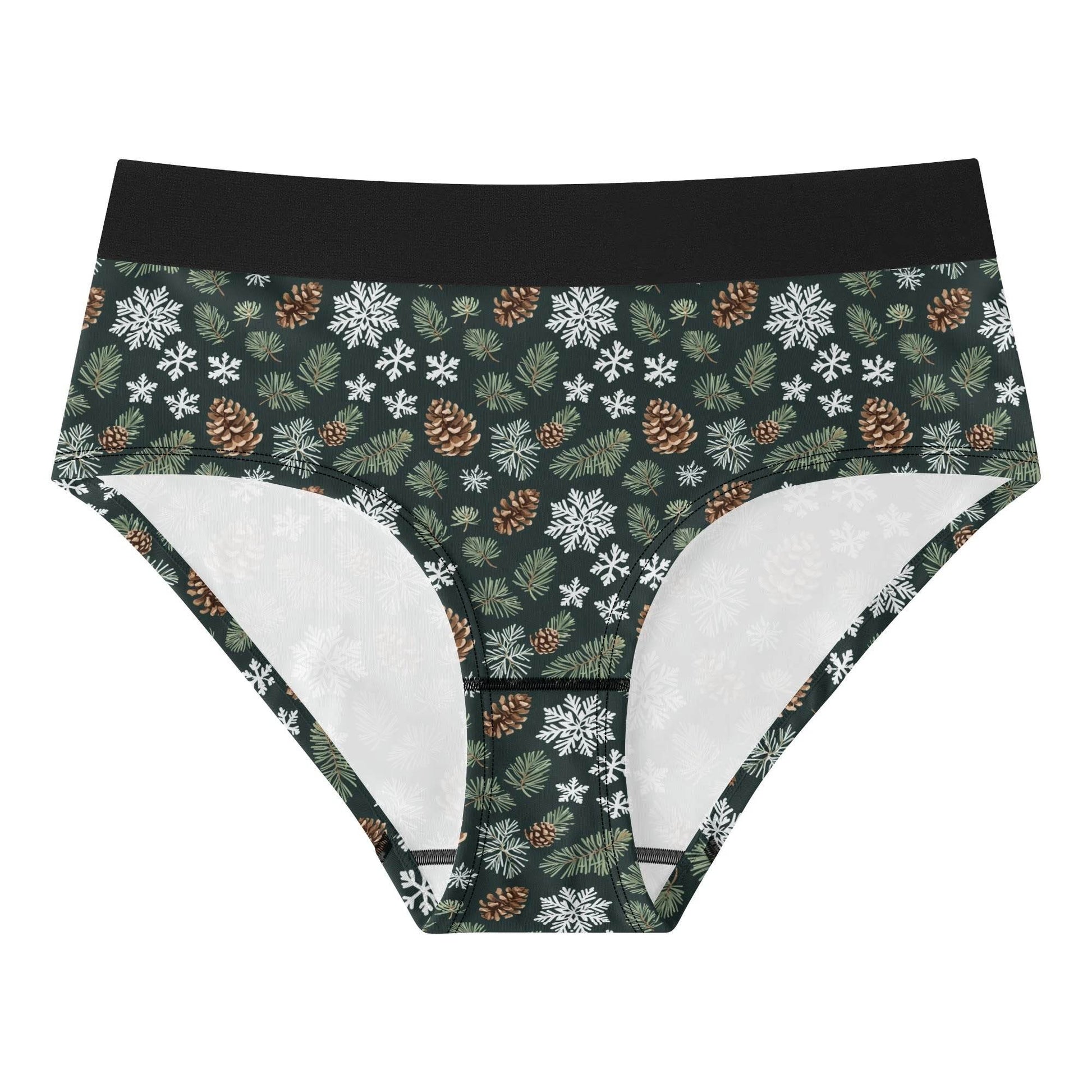 Women's Mid Waisted Snowflake PIne Briefs - DeRose Seasonal