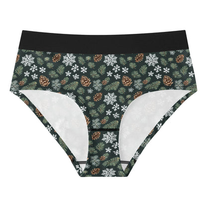 Women's Mid Waisted Snowflake PIne Briefs - DeRose Seasonal