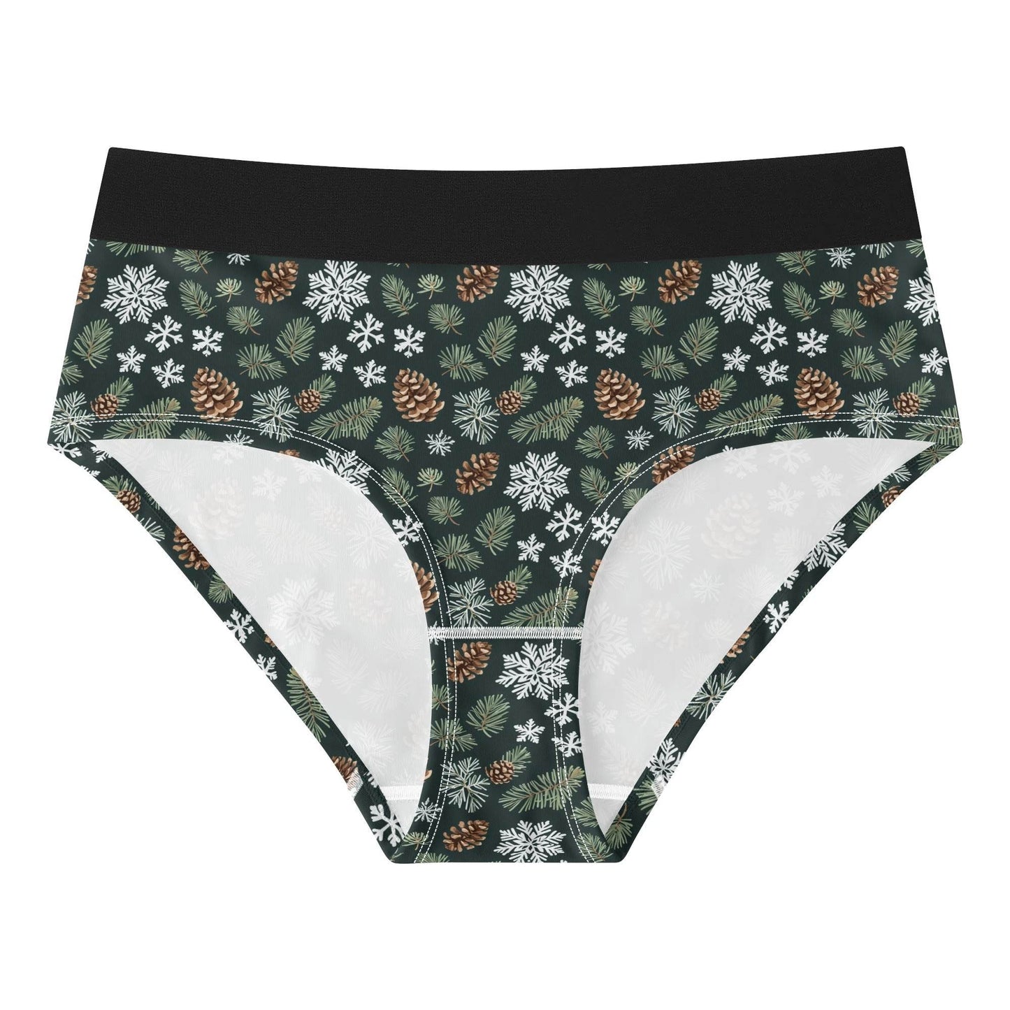 Women's Mid Waisted Snowflake PIne Briefs - DeRose Seasonal