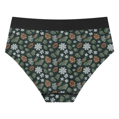 Women's Mid Waisted Snowflake PIne Briefs - DeRose Seasonal