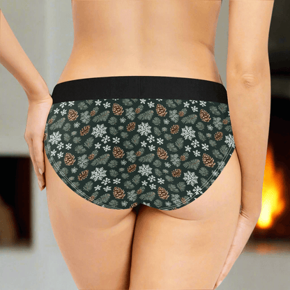Women's Mid Waisted Snowflake PIne Briefs - DeRose Seasonal