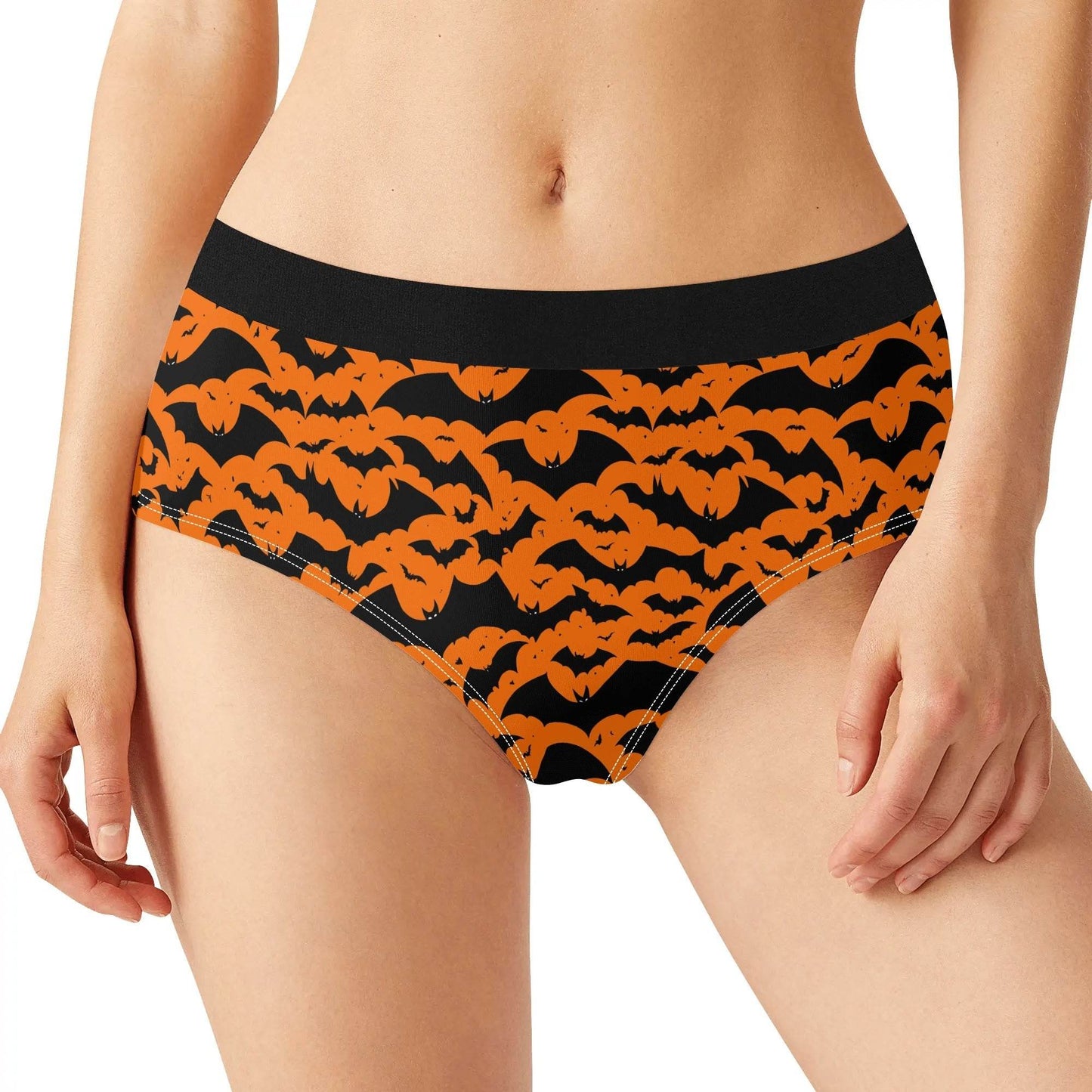 Women's Mid Waisted Halloween Bats Briefs - DeRose Seasonal