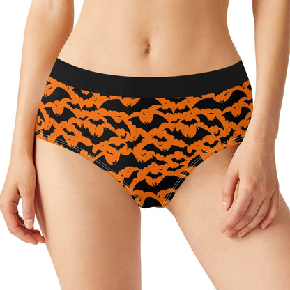 Women's Mid Waisted Halloween Bats Briefs - DeRose Seasonal