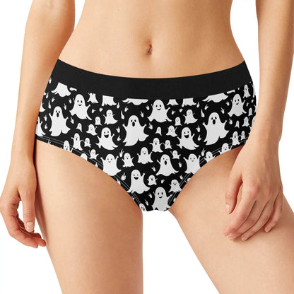 Women's Mid Waisted Spooky Ghost Briefs - DeRose Seasonal