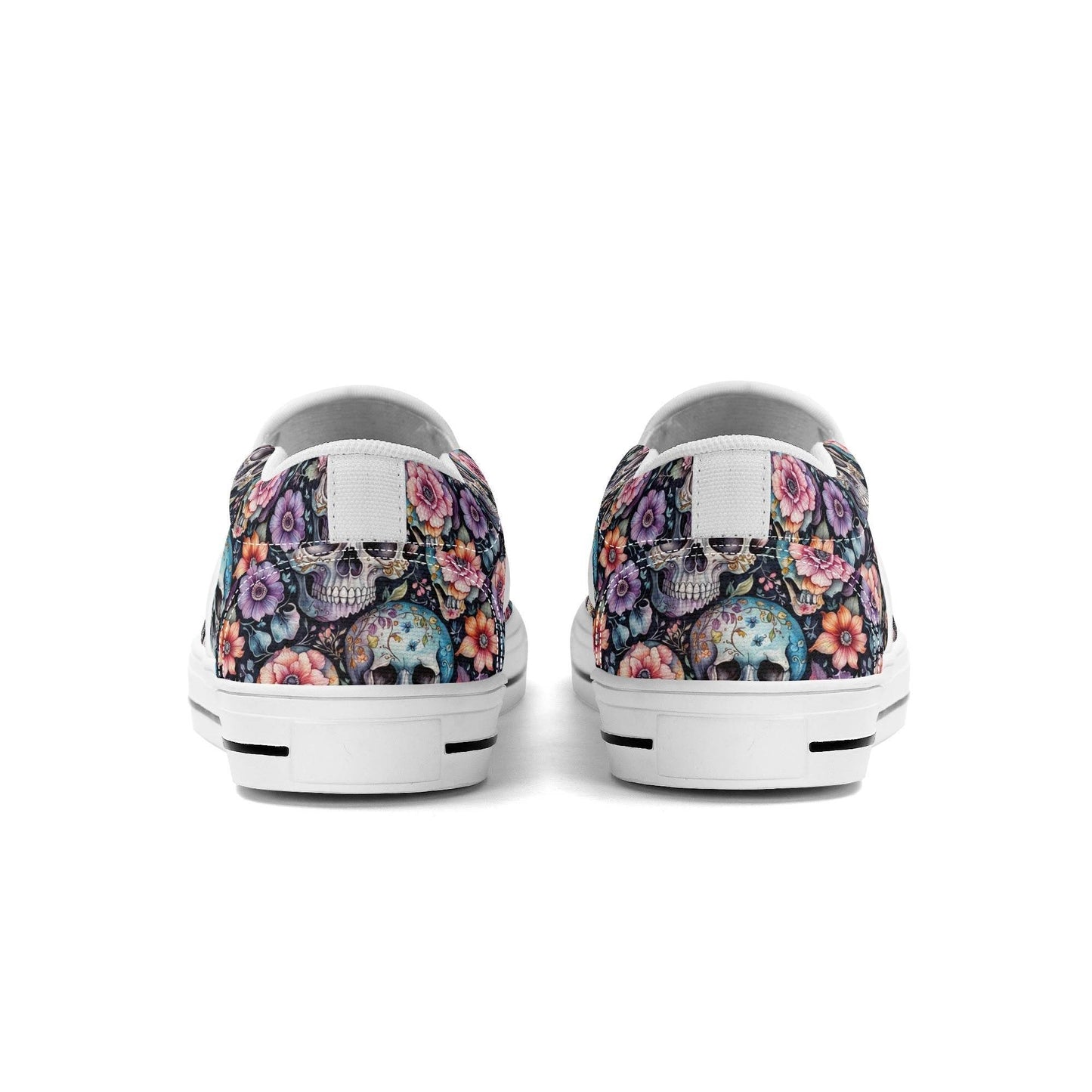 Women's Pastel Floral and Skulls Rubber Slip On Shoes - DeRose Seasonal