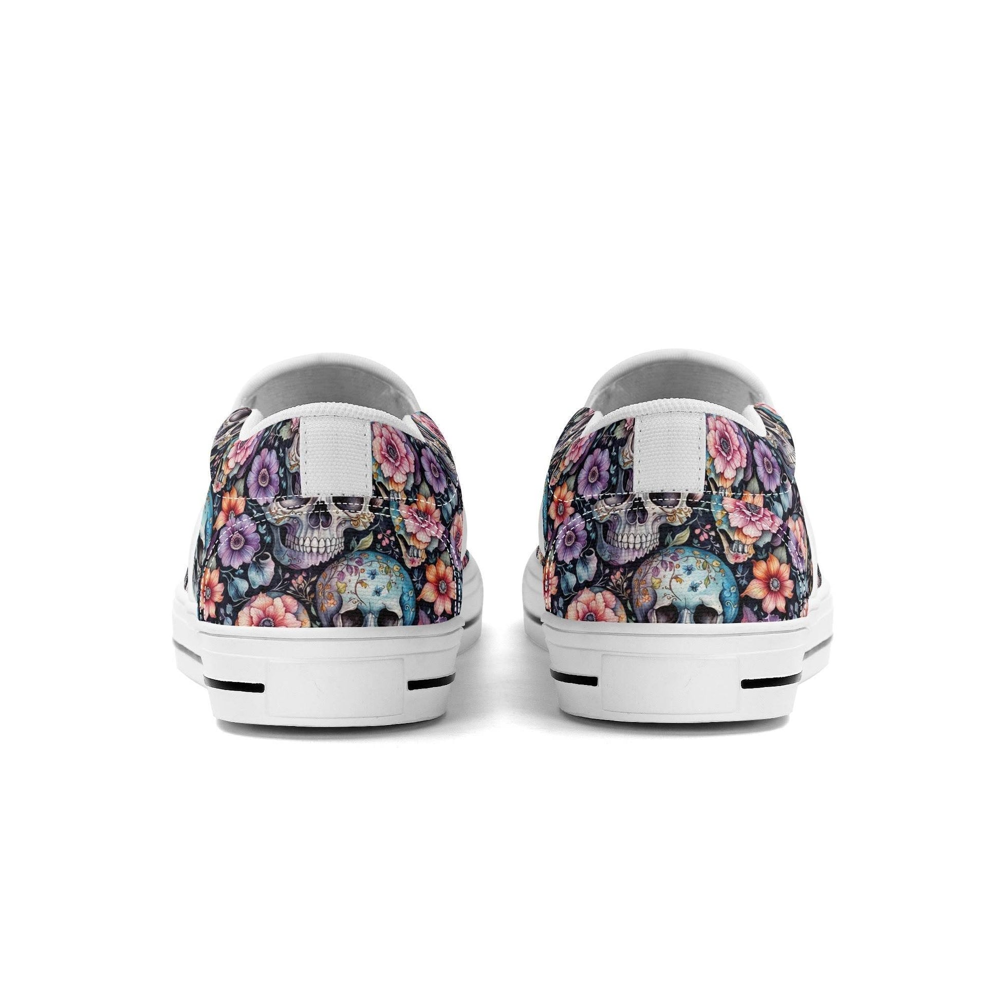 Women's Pastel Floral and Skulls Rubber Slip On Shoes - DeRose Seasonal
