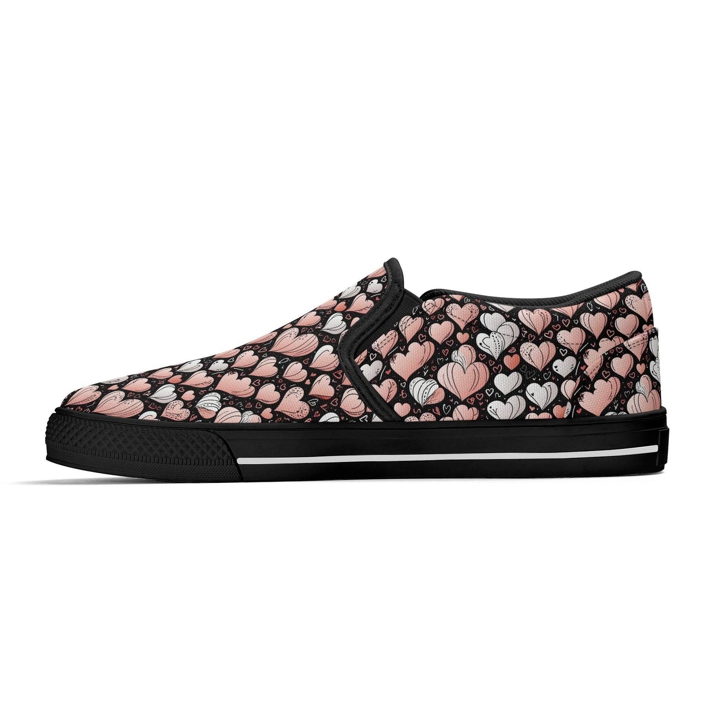 Women's Pink Hearts Rubber Slip On Shoes - DeRose Seasonal
