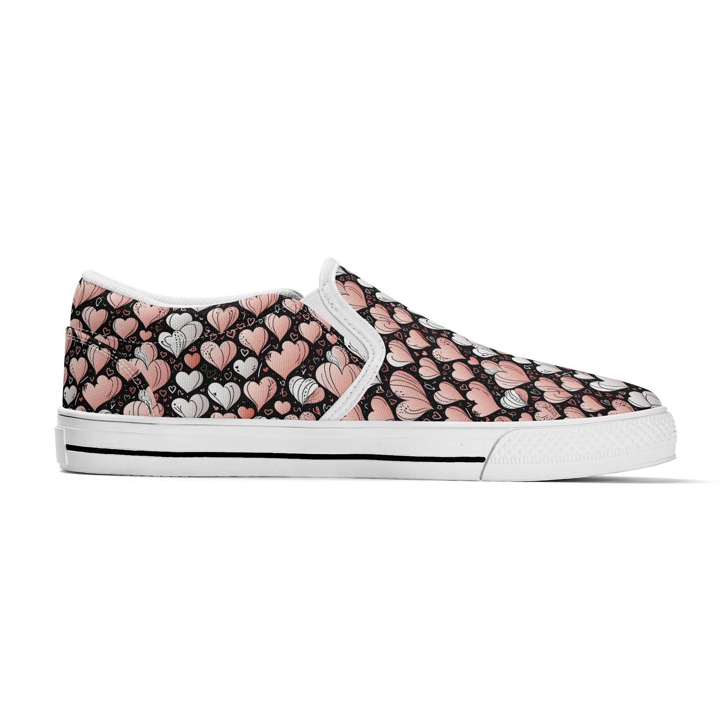 Women's Pink Hearts Rubber Slip On Shoes - DeRose Seasonal