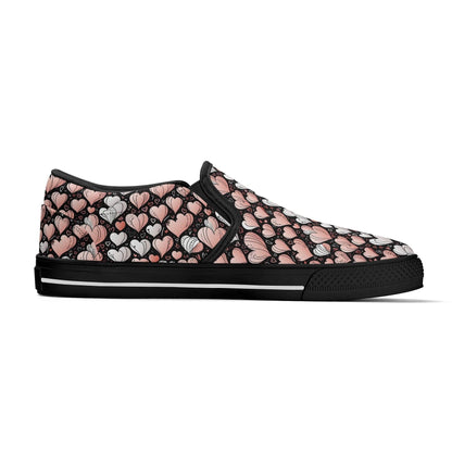 Women's Pink Hearts Rubber Slip On Shoes - DeRose Seasonal