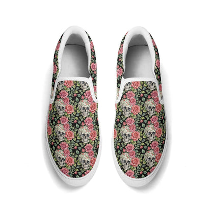 Women's Pink Skull Rubber Slip On Shoes - DeRose Seasonal