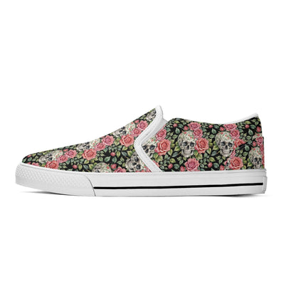 Women's Pink Skull Rubber Slip On Shoes - DeRose Seasonal