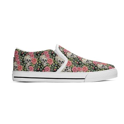 Women's Pink Skull Rubber Slip On Shoes - DeRose Seasonal