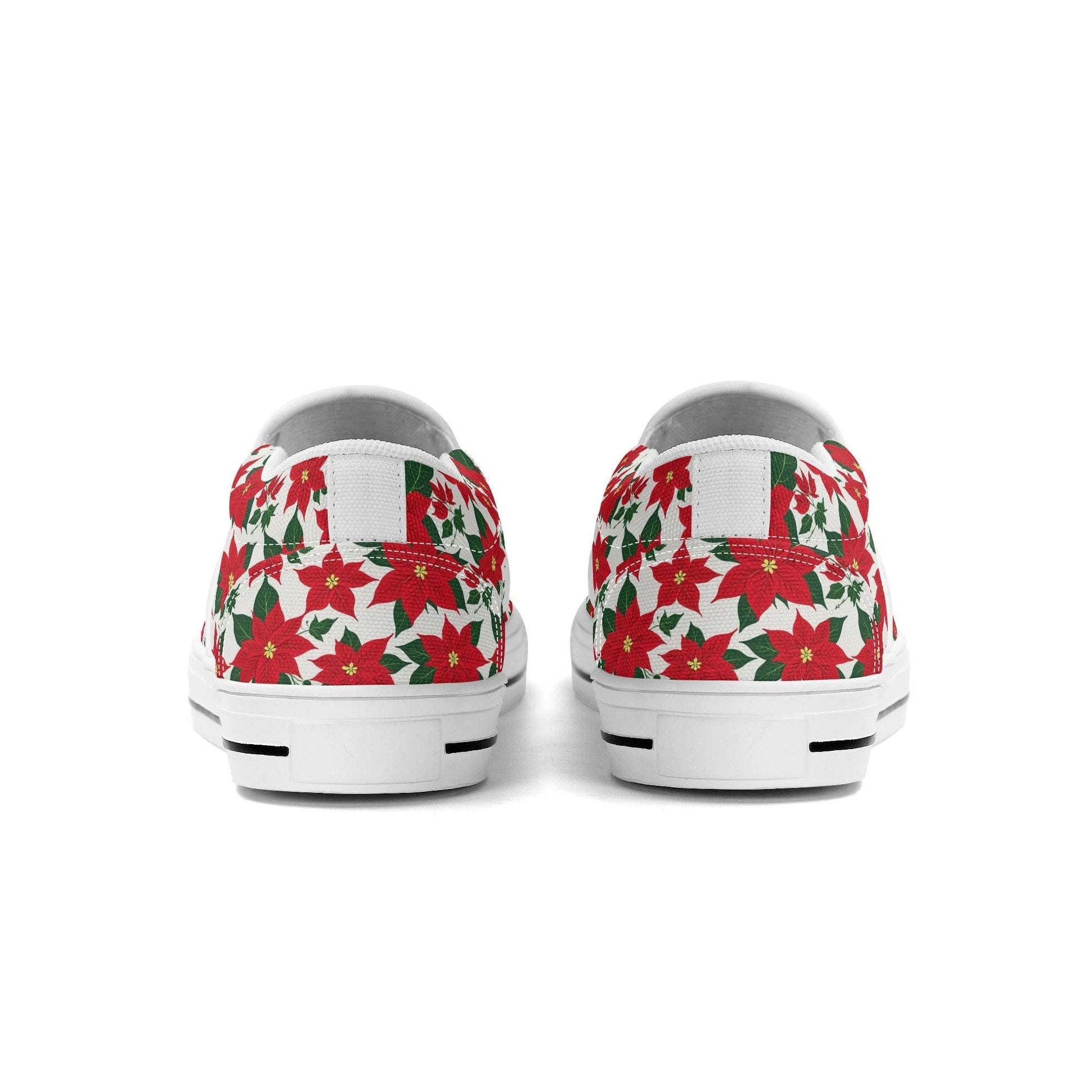 Women's Poinsettia Floral Rubber Slip On Shoes - DeRose Seasonal