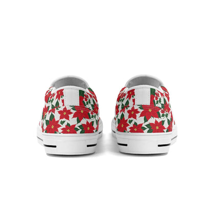 Women's Poinsettia Floral Rubber Slip On Shoes - DeRose Seasonal