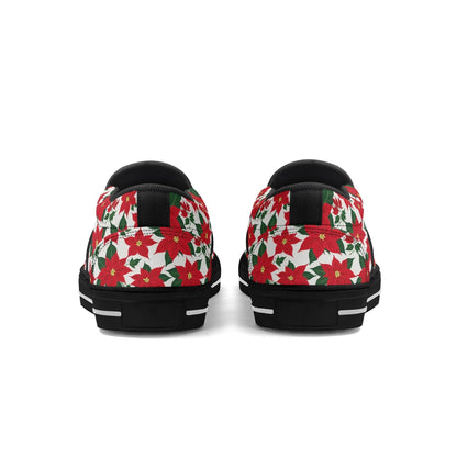 Women's Poinsettia Floral Rubber Slip On Shoes - DeRose Seasonal