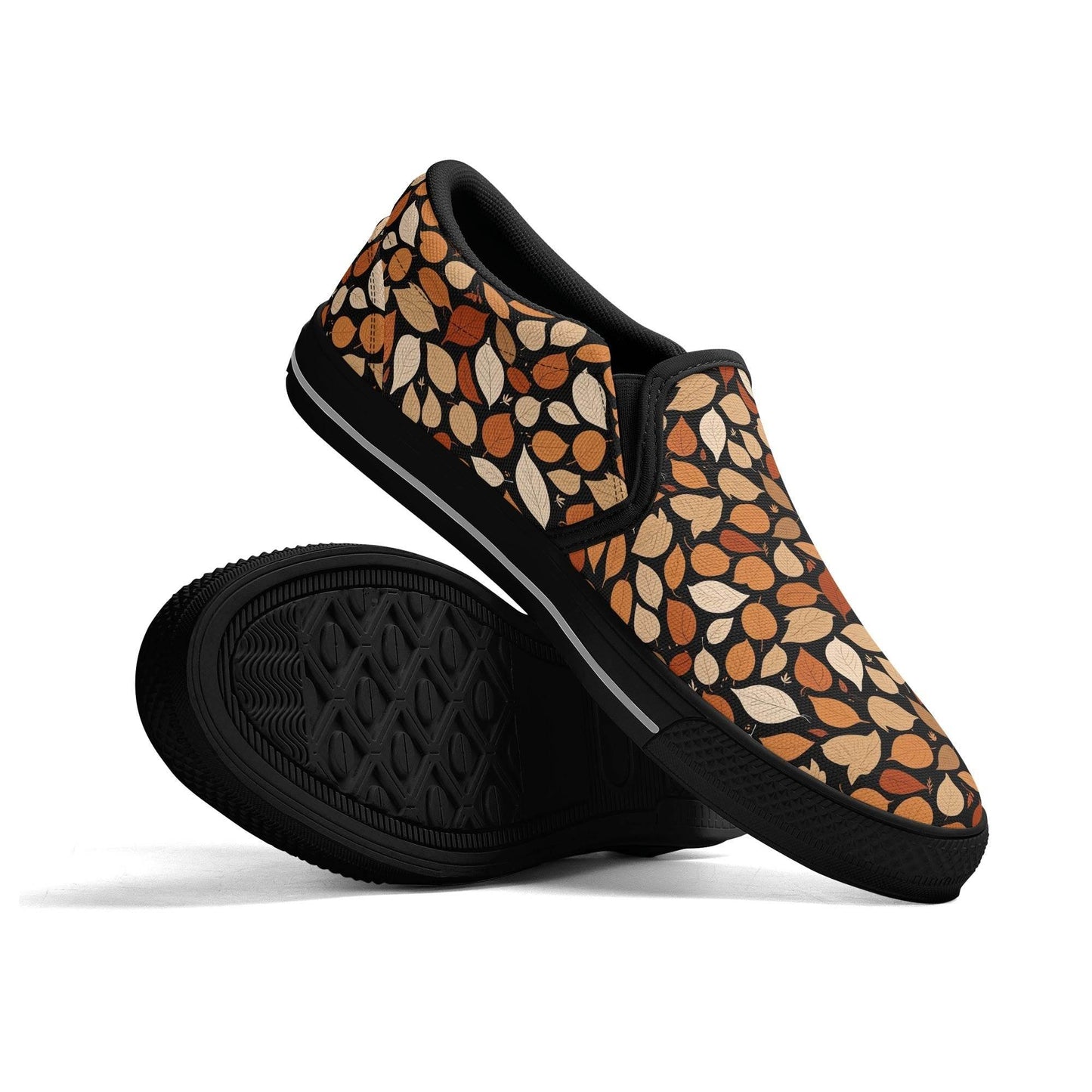 Women's Red Leaves Rubber Slip On Shoes - DeRose Seasonal
