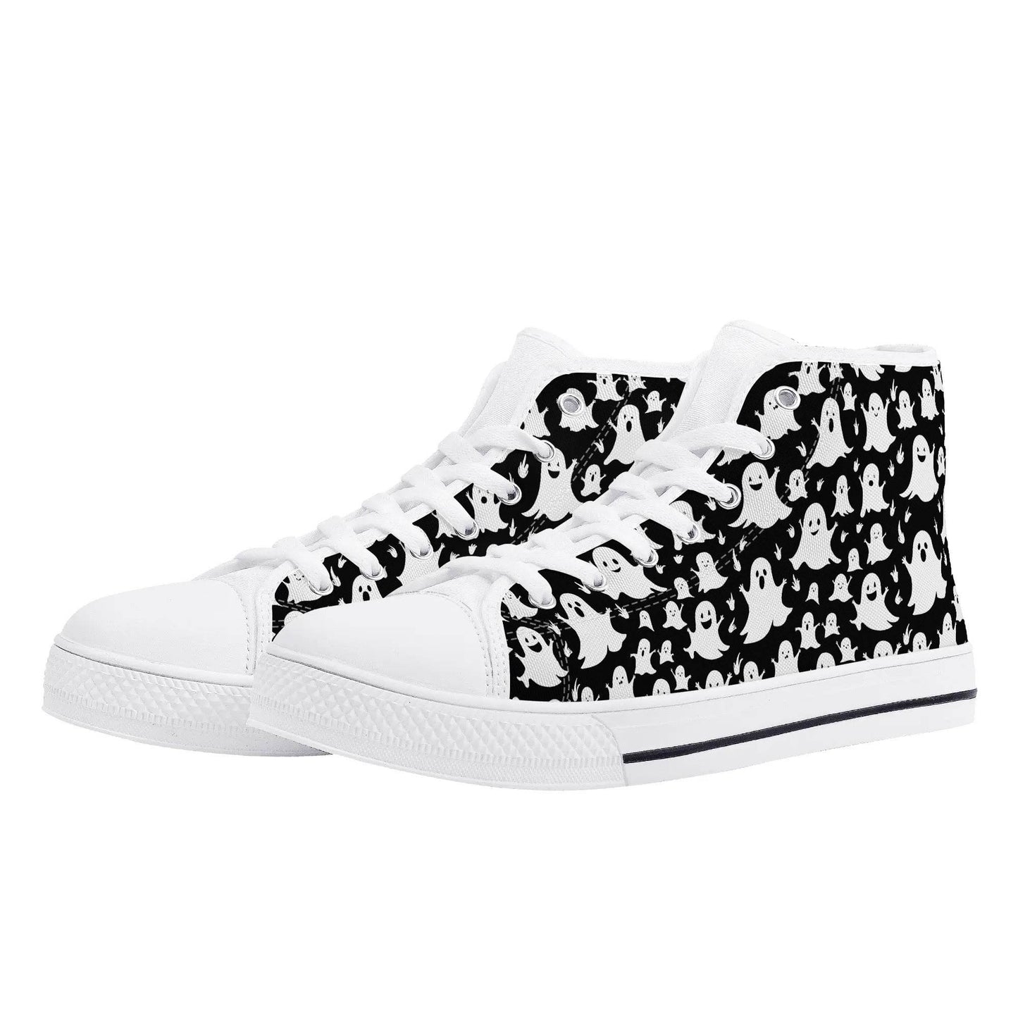Women's Rubber High Spooky Ghost Canvas Shoes - DeRose Seasonal