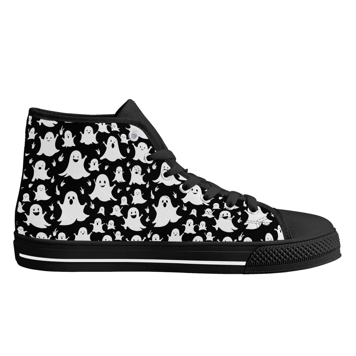 Women's Rubber High Spooky Ghost Canvas Shoes - DeRose Seasonal