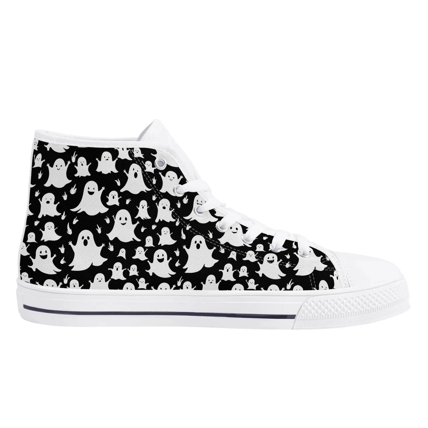 Women's Rubber High Spooky Ghost Canvas Shoes - DeRose Seasonal