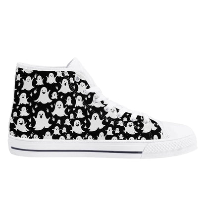Women's Rubber High Spooky Ghost Canvas Shoes - DeRose Seasonal