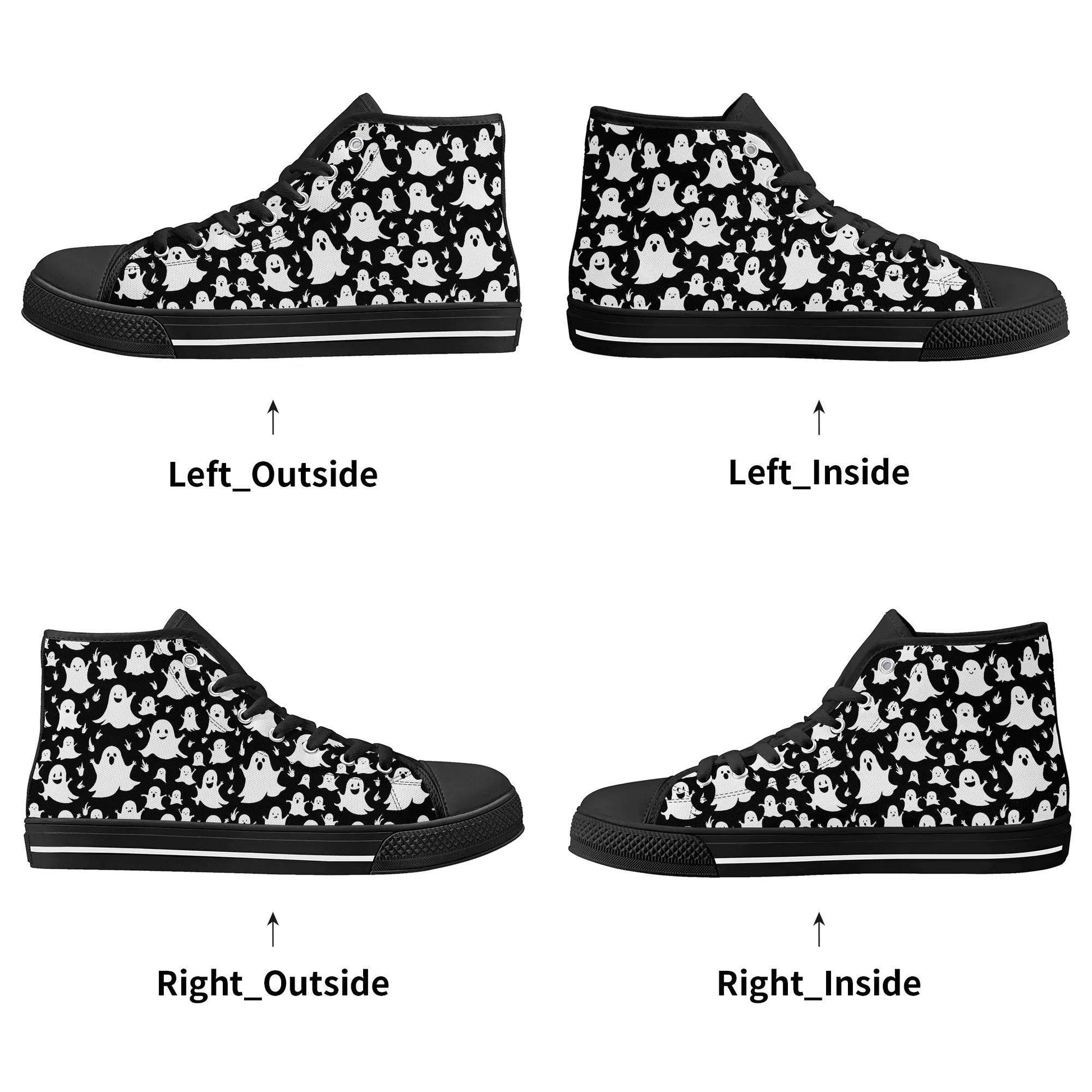 Women's Rubber High Spooky Ghost Canvas Shoes - DeRose Seasonal