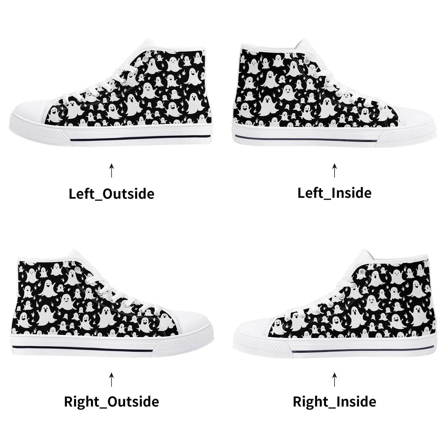 Women's Rubber High Spooky Ghost Canvas Shoes - DeRose Seasonal